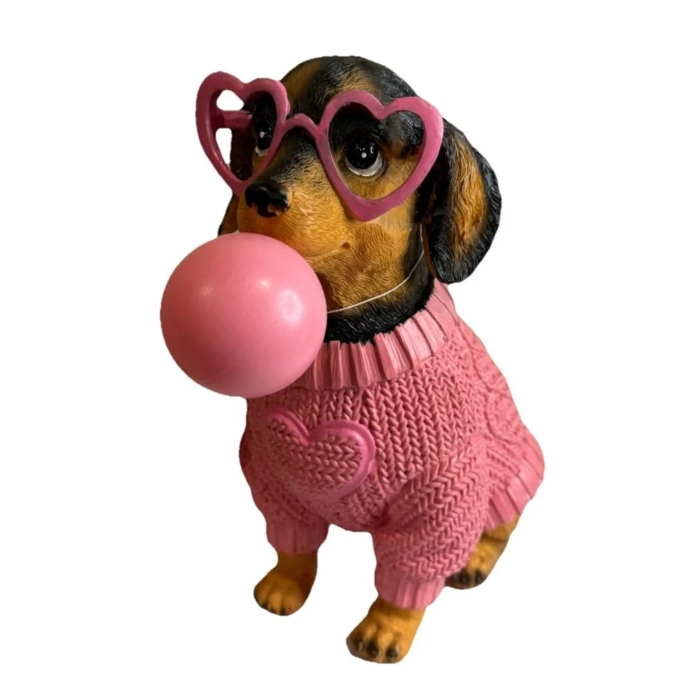Valentine's Bubble Dachshund Weiner Dog Hearts Figure Viral Bella Lux‎ NWT